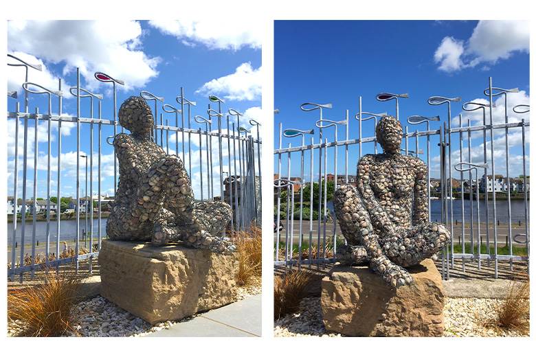 This gabion inspired seated figure was a private commission for a garden.